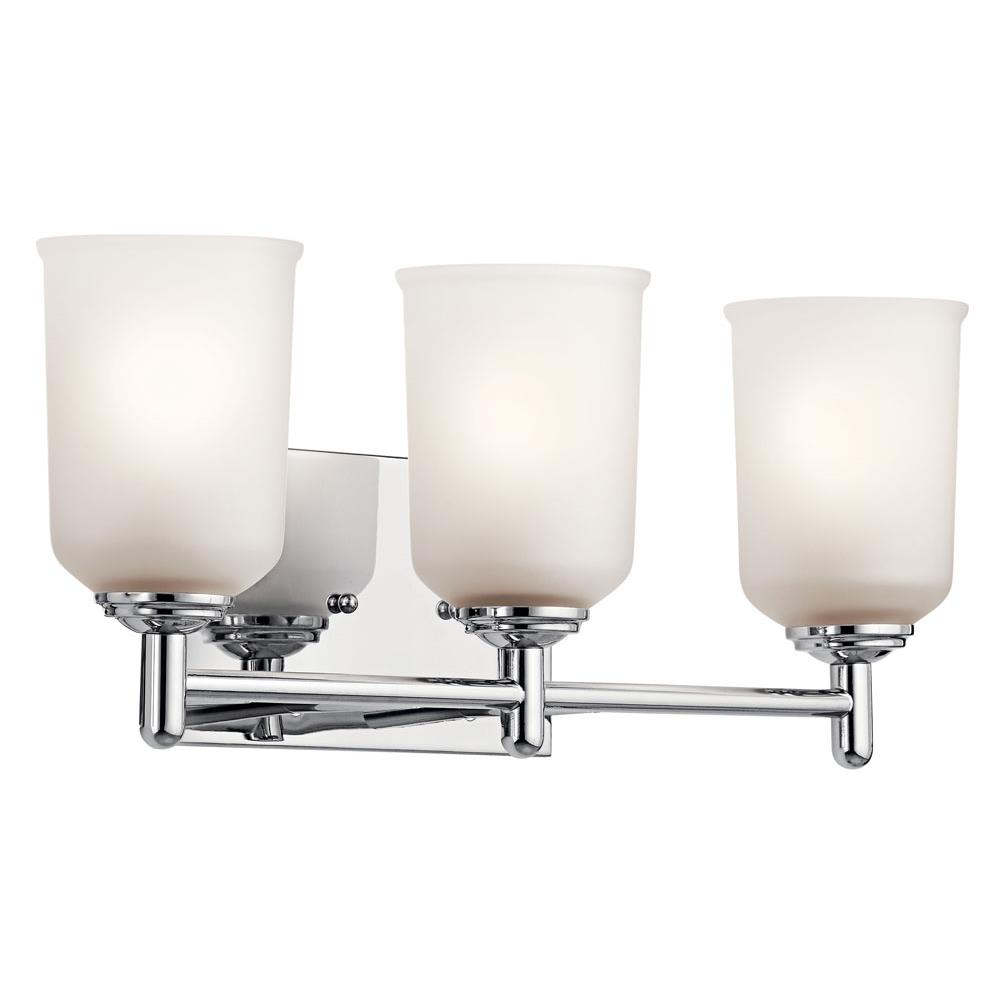 Kichler 45574CH Shailene 21" 3 Light Vanity Light with Satin Etched Glass in Chrome in Chrome